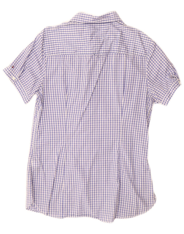 Tommy Hilfiger kortærmet skjorte til kvinder US 10 Large Blue Gingham Cotton