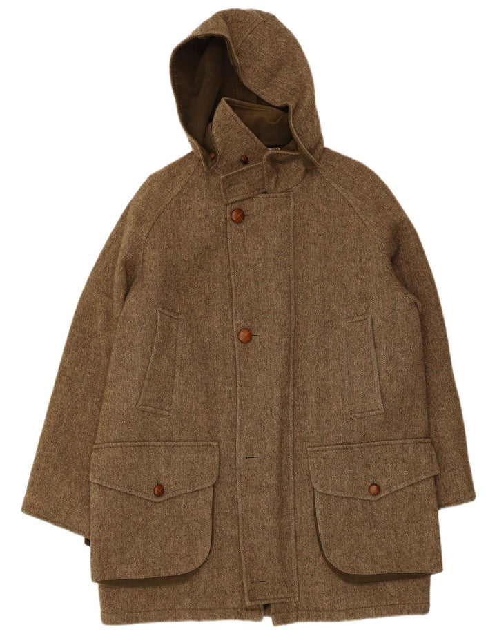 John Ashfield Herre Hooded Overcoat IT 48 Medium Khaki Sildeben