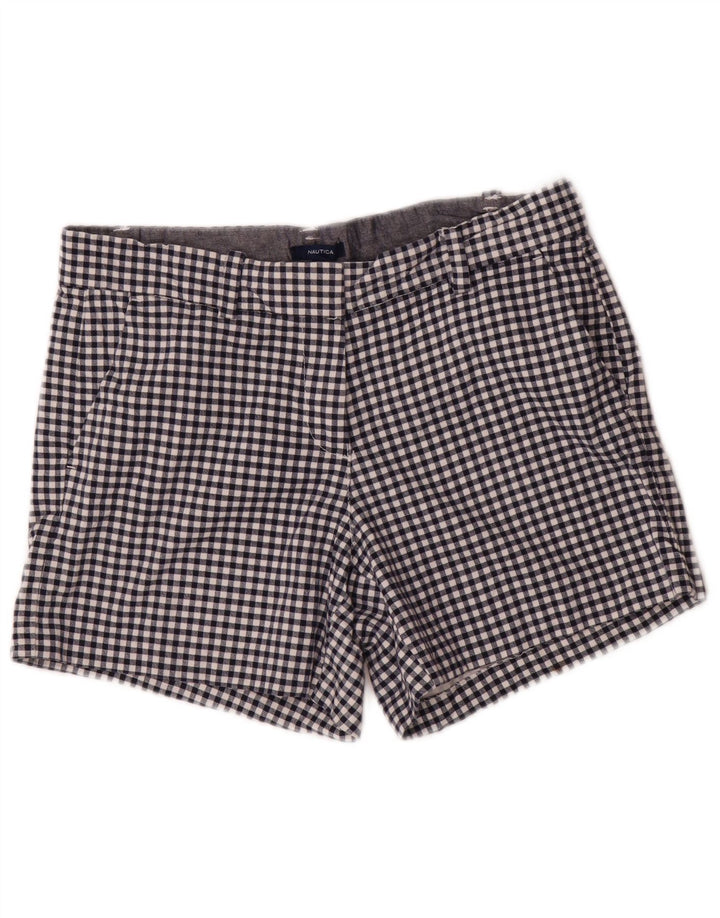 NAUTICA Chino Shorts til kvinder US 6 Medium W32 Marineblå Gingham Cotton