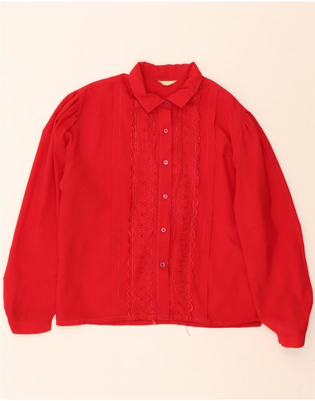 VINTAGE Womens Shirt Blouse UK 16 Large Red Floral Vintage Vintage and Second-Hand Vintage from Messina Hembry 