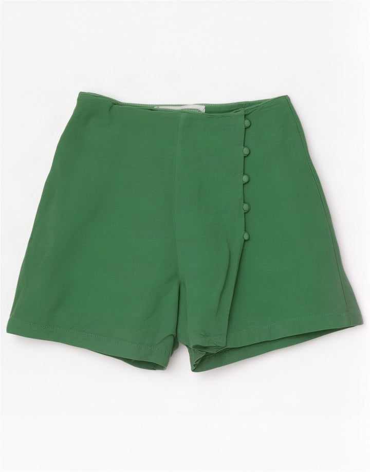 Zara Casual Shorts til kvinder Small W26 Grøn hør