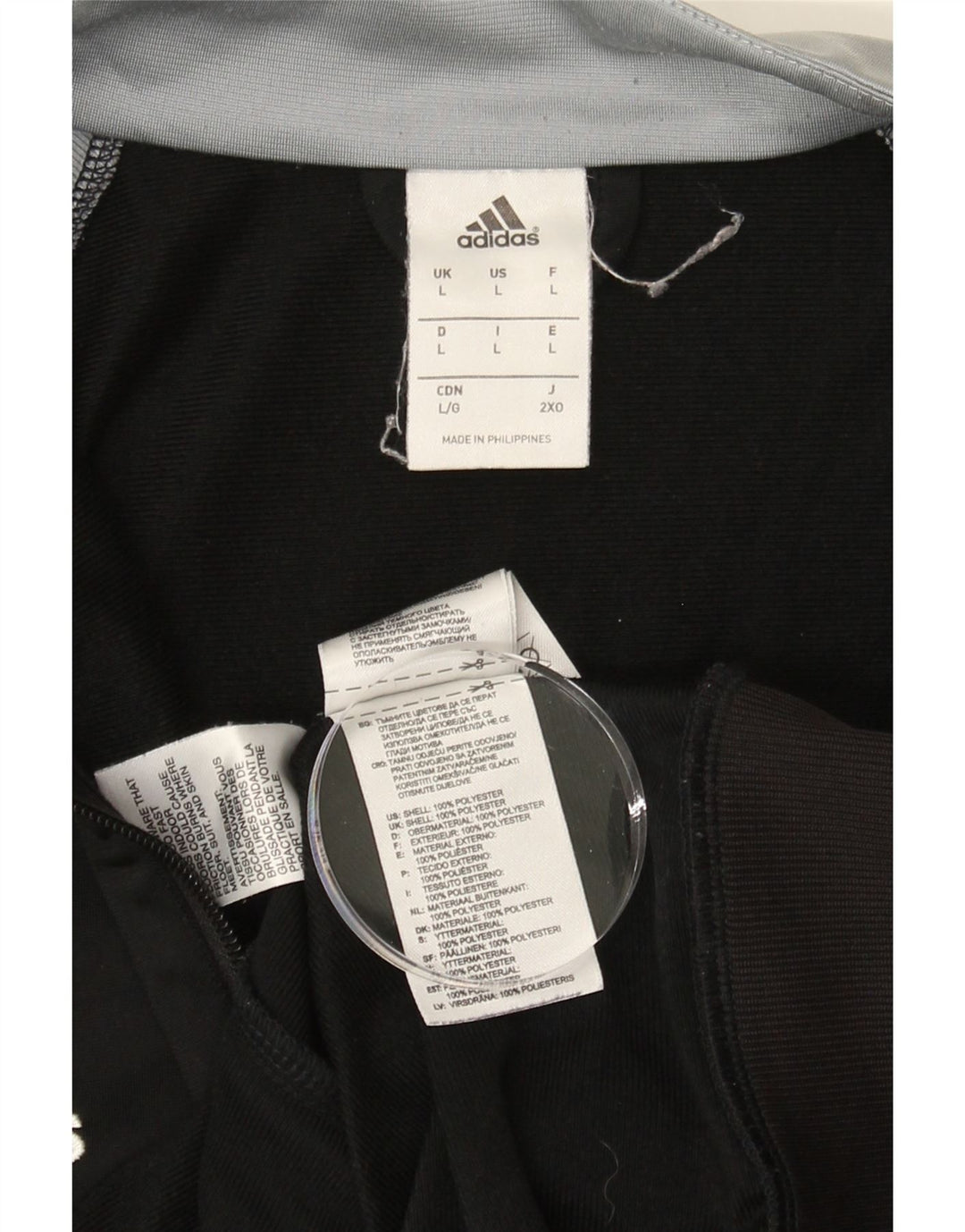 ADIDAS Mens Tracksuit Top Jacket Large Black Colourblock Polyester Vintage Adidas and Second-Hand Adidas from Messina Hembry 