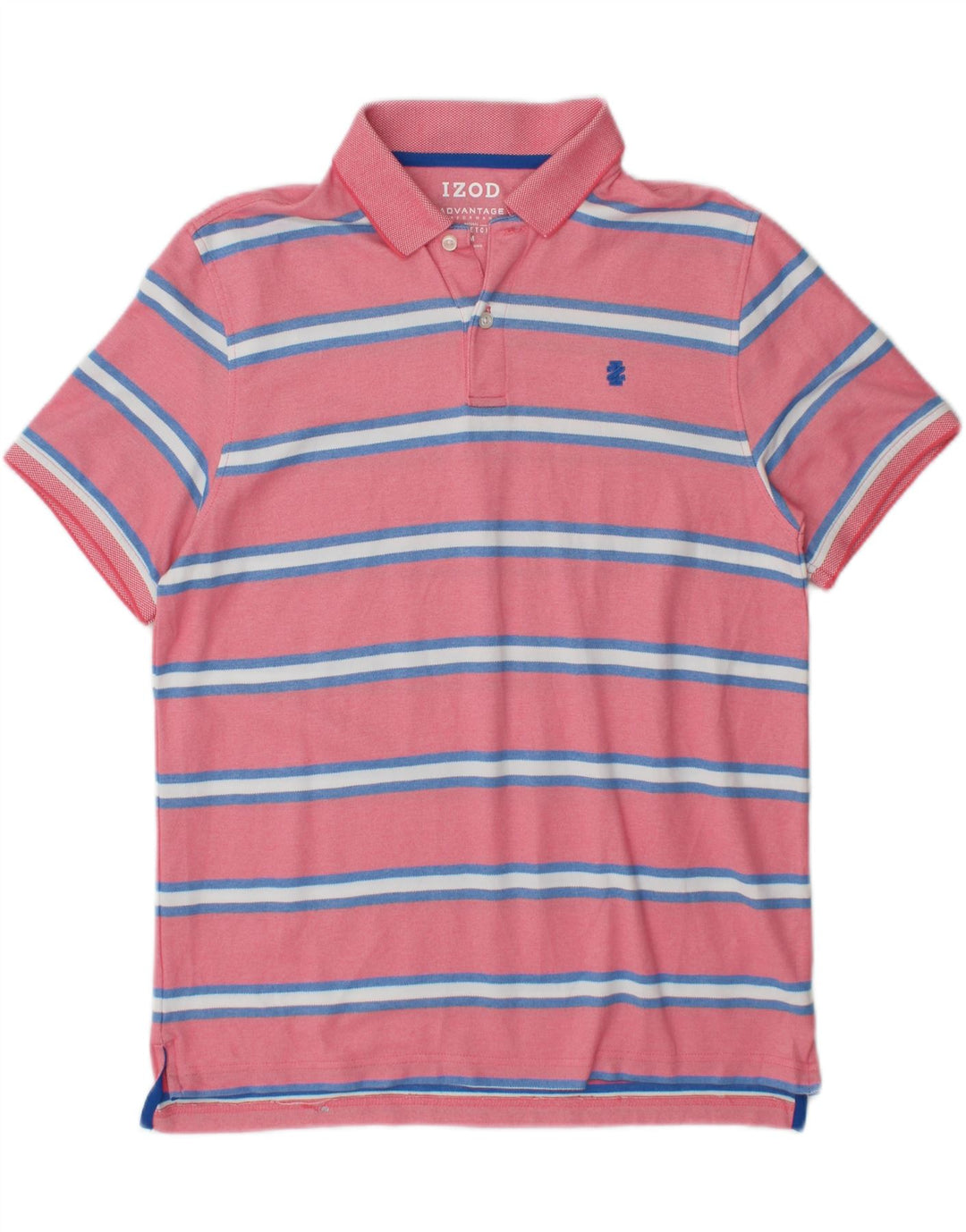 IZOD Mens Polo Shirt Medium Pink Striped Cotton Vintage Izod and Second-Hand Izod from Messina Hembry 