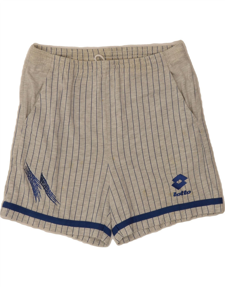 LOTTO Mens Casual Shorts UK 38/40 Medium  Grey Pinstripe Polyester Vintage Lotto and Second-Hand Lotto from Messina Hembry 