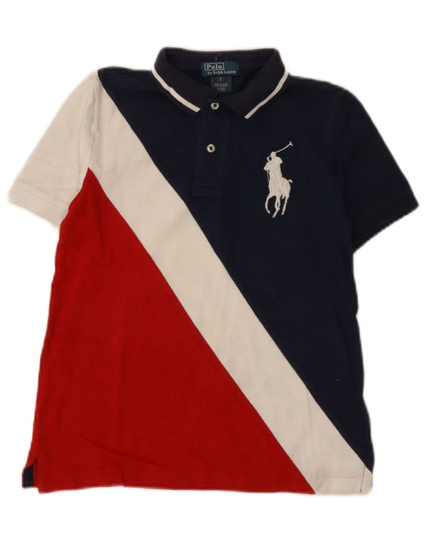 Polo Ralph Lauren drengeskjorte 6-7 år marineblå colourblock bomuld