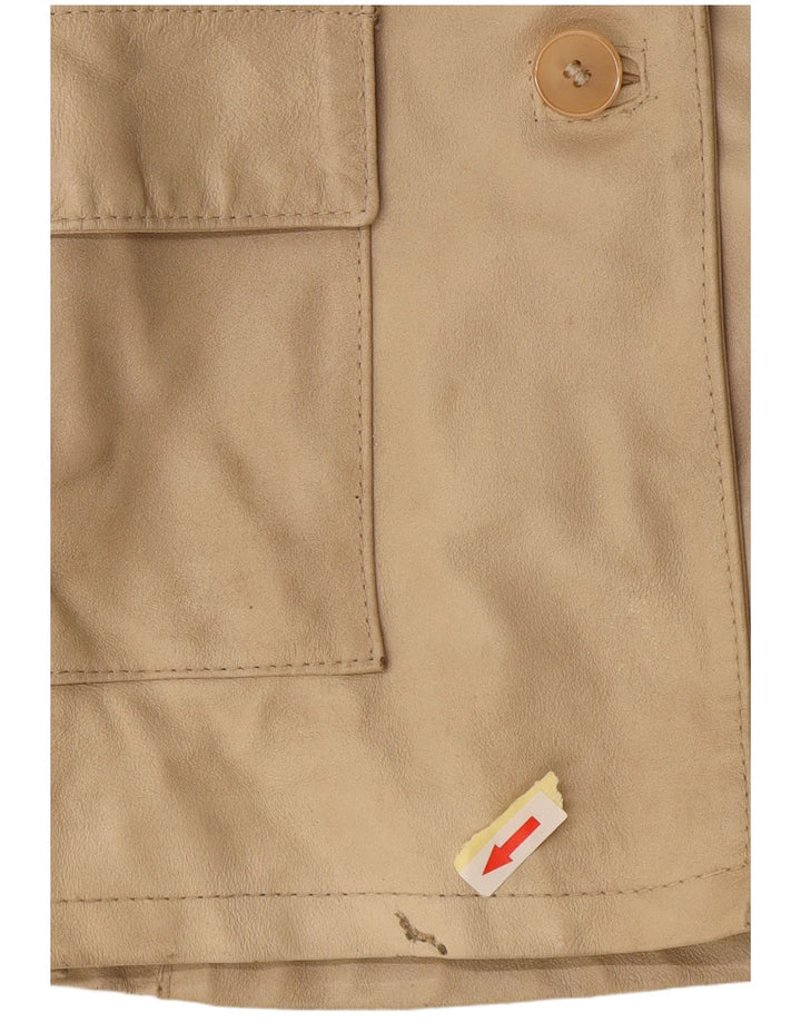Viamaestra Dame Læderjakke UK 12 Medium Beige Læder