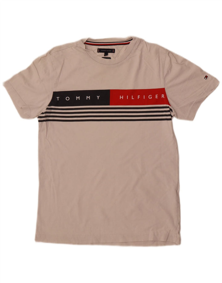 Tommy Hilfiger Herre grafisk T-shirt Top Medium Hvid Bomuld