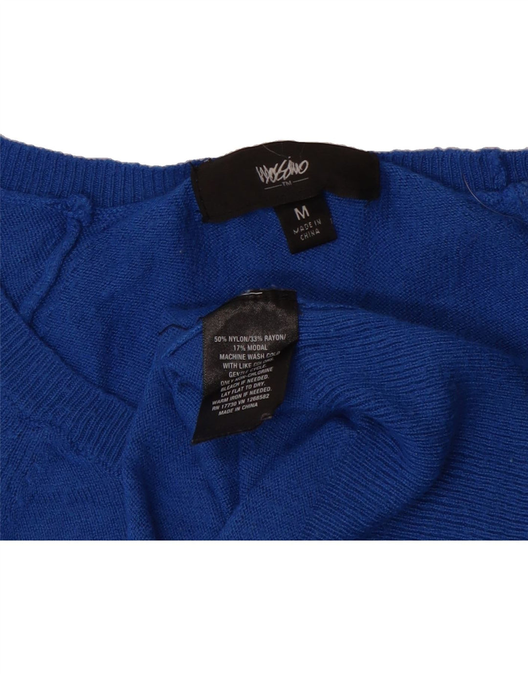 MOSSIMO Womens Boat Neck Jumper Sweater UK 12 Medium Blue Nylon Vintage Mossimo and Second-Hand Mossimo from Messina Hembry 