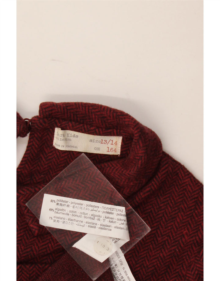 Zara Girls Shift Dress 13-14 År Burgundy Chevron Polyester