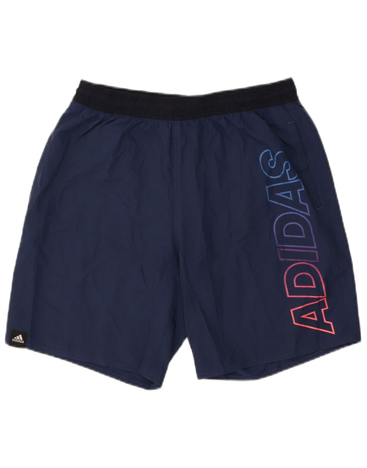 Adidas Herre grafiske sportsshorts store marineblå Colourblock Polyester