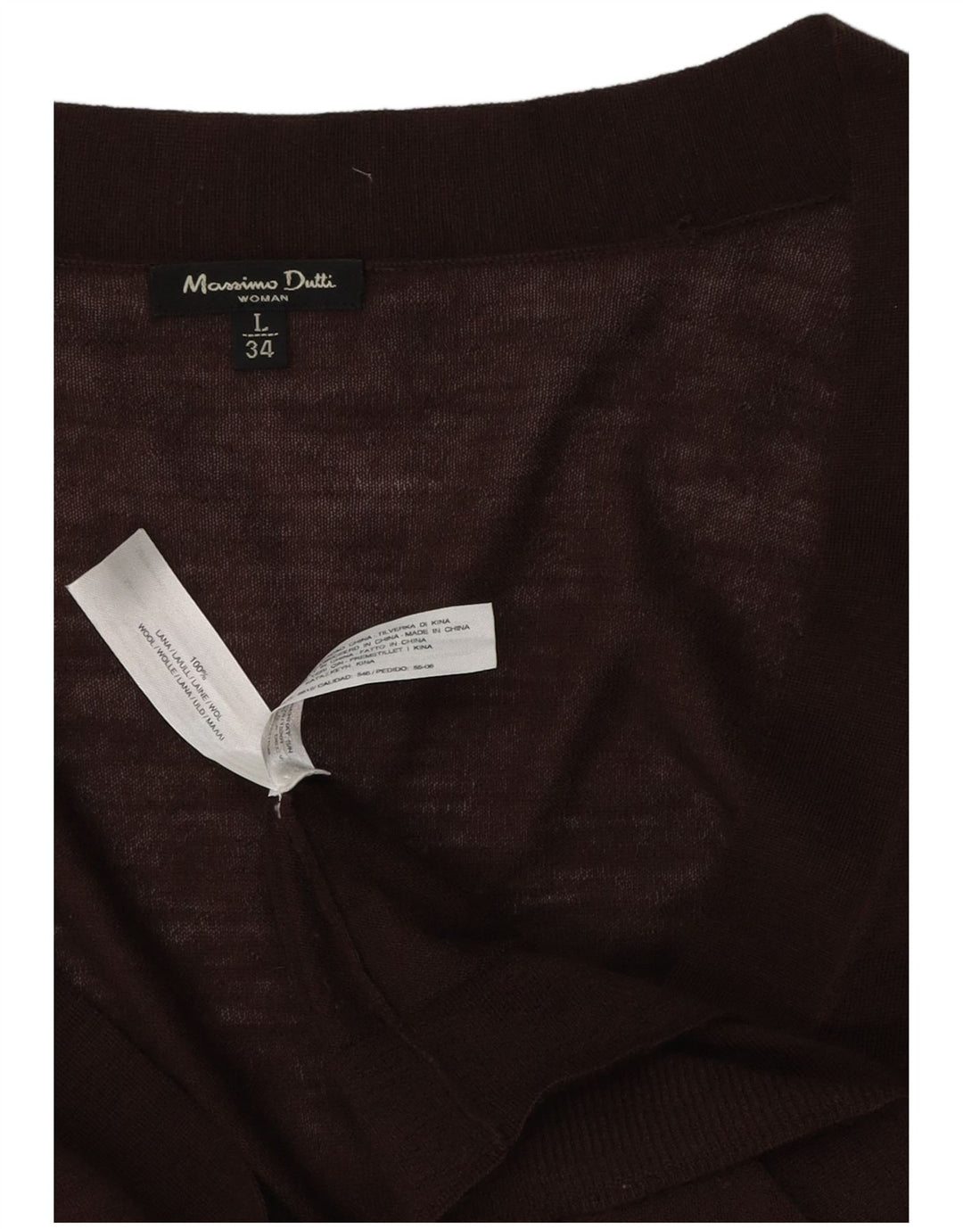 MASSIMO DUTTI Dame Cardigan Sweater UK 14 Stor Brun Uld
