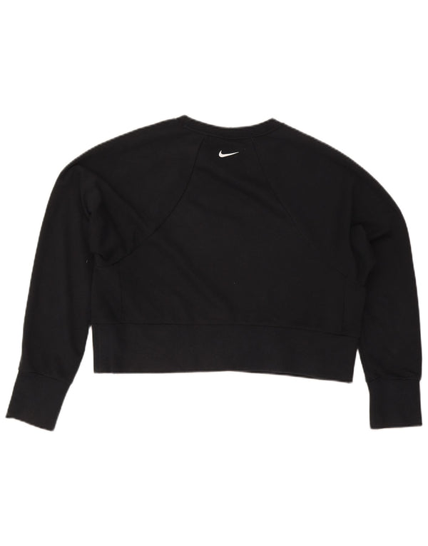Nike Womens Crop Graphic Oversized Sweatshirt Jumper UK 10 Small Black