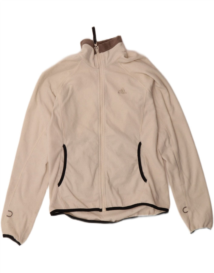 ADIDAS Womens Climawarm Fleece Jacket UK 14 Medium Off White Polyester Vintage Adidas and Second-Hand Adidas from Messina Hembry 