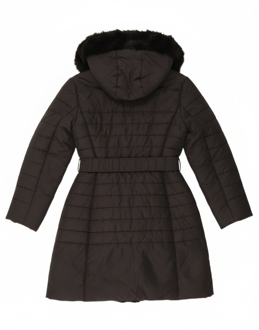 French Connection Dame Hætte Polstret Frakke UK 12 Medium Sort Polyester