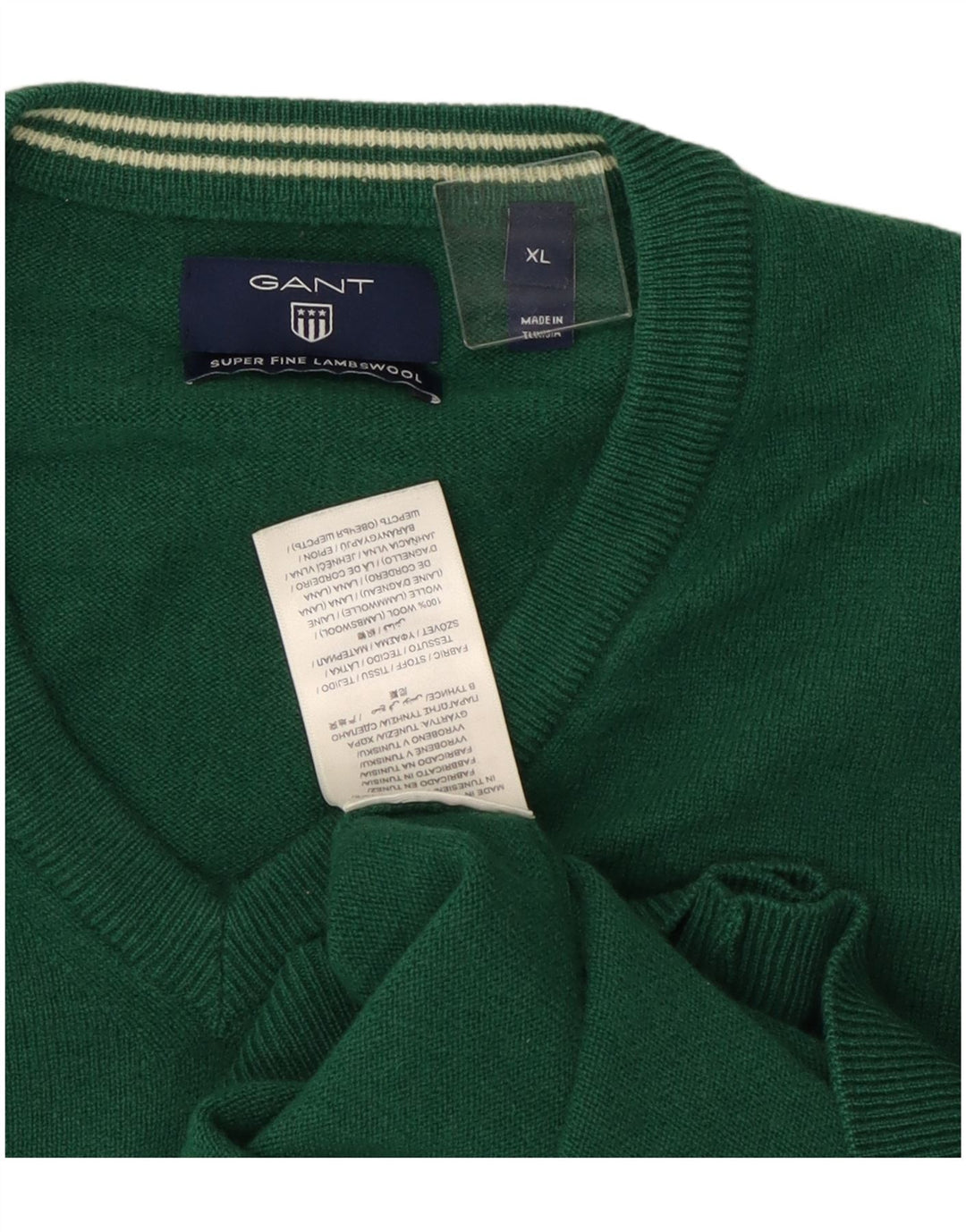 Gant Herre V-hals sweater XL Grøn uld