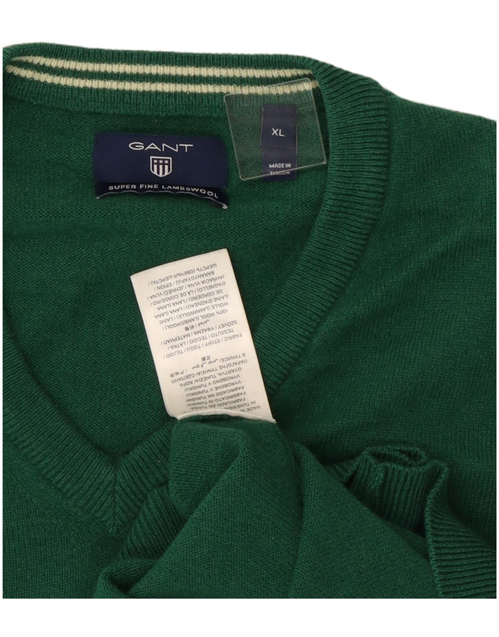 Gant Herre V-hals sweater XL Grøn uld