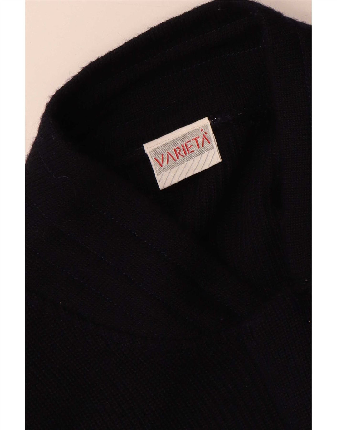 Vintage herre cardigan sweater Stor marineblå Colourblock Uld