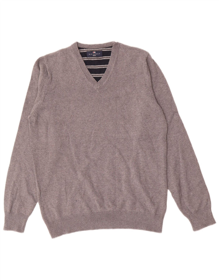 Marks & Spencer Herre V-hals sweater lille grå bomuld