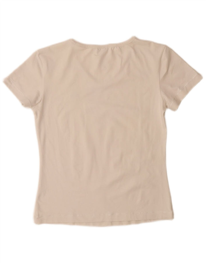 Adidas Dame T-Shirt Top UK 14 Medium Off White Polyamid