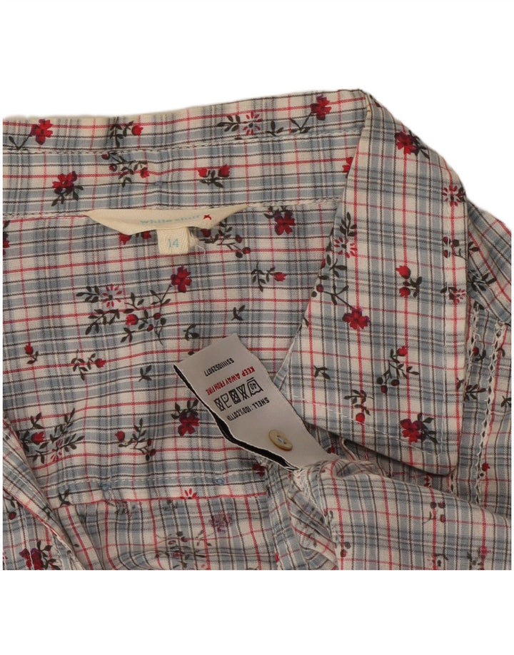 White Stuff Womens Shirt Bluse UK 14 Medium Grey Floral Cotton