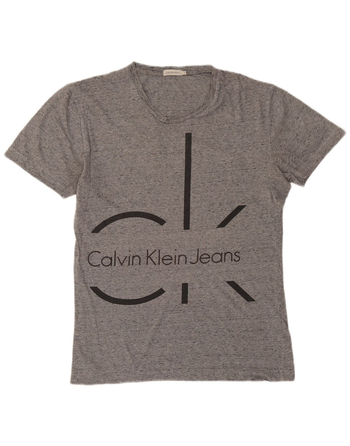 Calvin Klein Jeans Herre grafisk T-shirt Top Medium Grey Flecked Bomuld