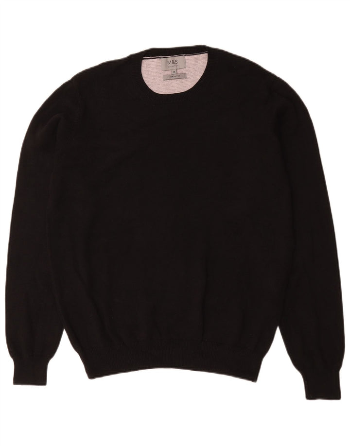 Marks & Spencer Herre sweater med rund hals, medium sort bomuld