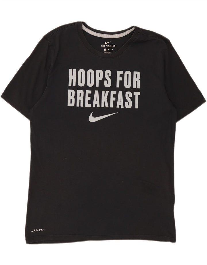 NIKE Mens Dri Fit Graphic T-Shirt Top Medium Black Cotton