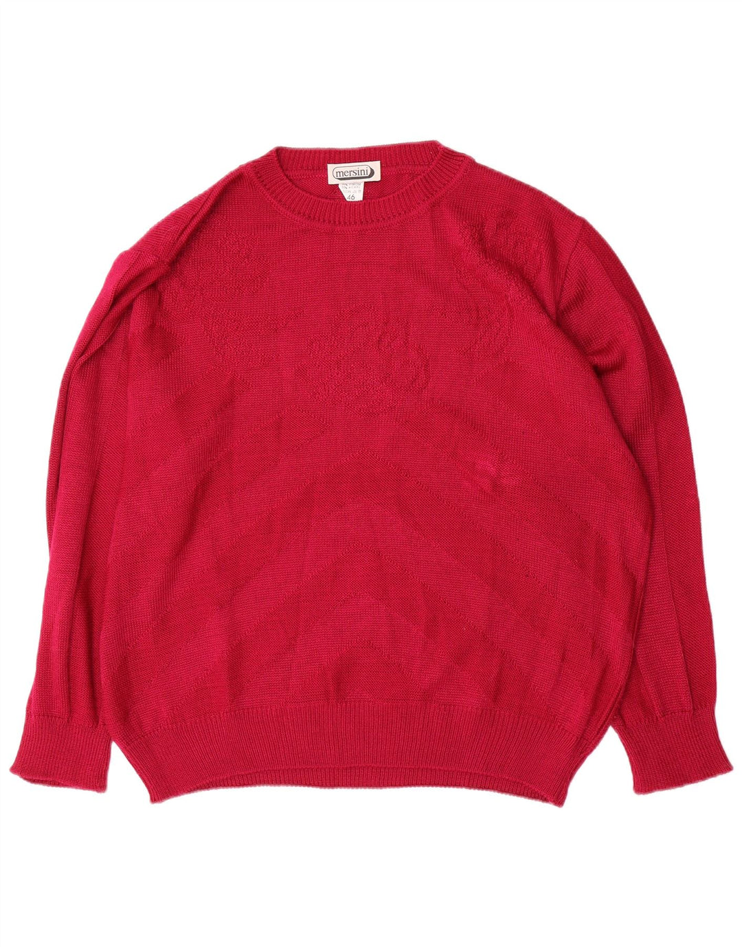 Vintage Dame Oversized Crew Neck Jumper Sweater IT 46 Large Red Chevron