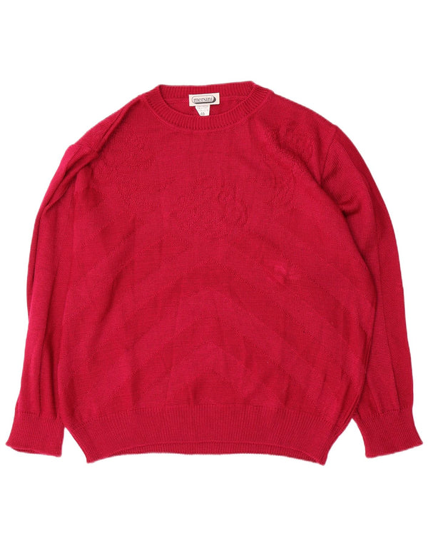 Vintage Dame Oversized Crew Neck Jumper Sweater IT 46 Large Red Chevron
