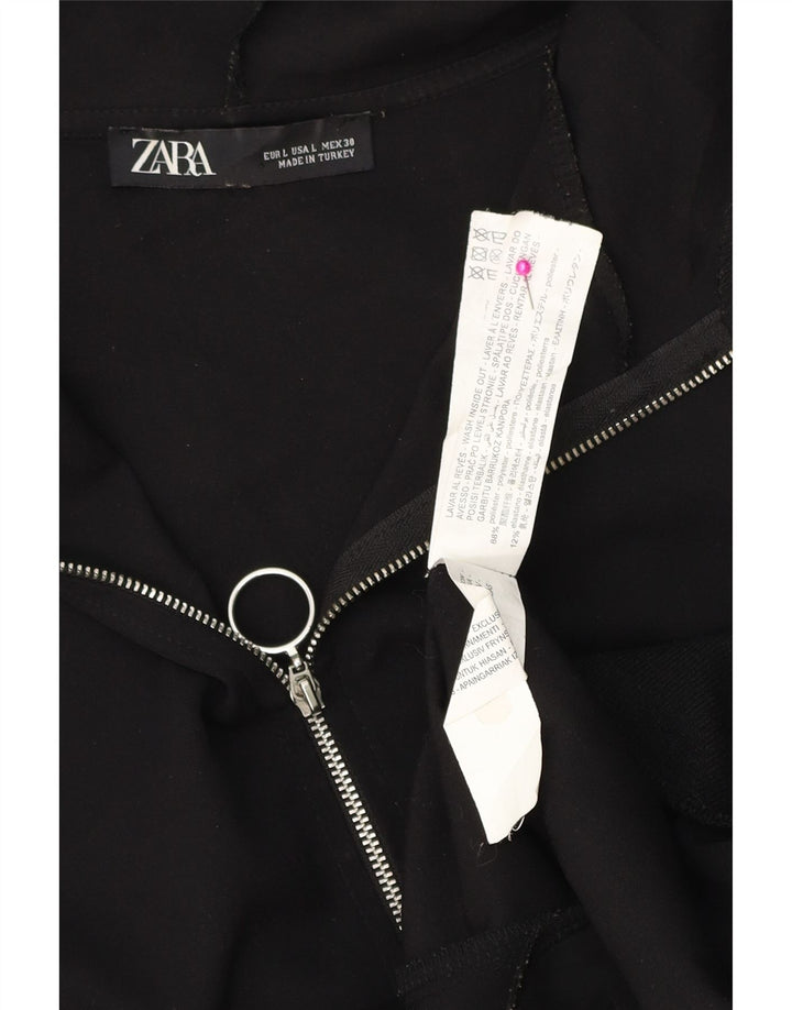 ZARA Oversized hættetrøje med lynlås til kvinder UK 16 Stor sort polyester