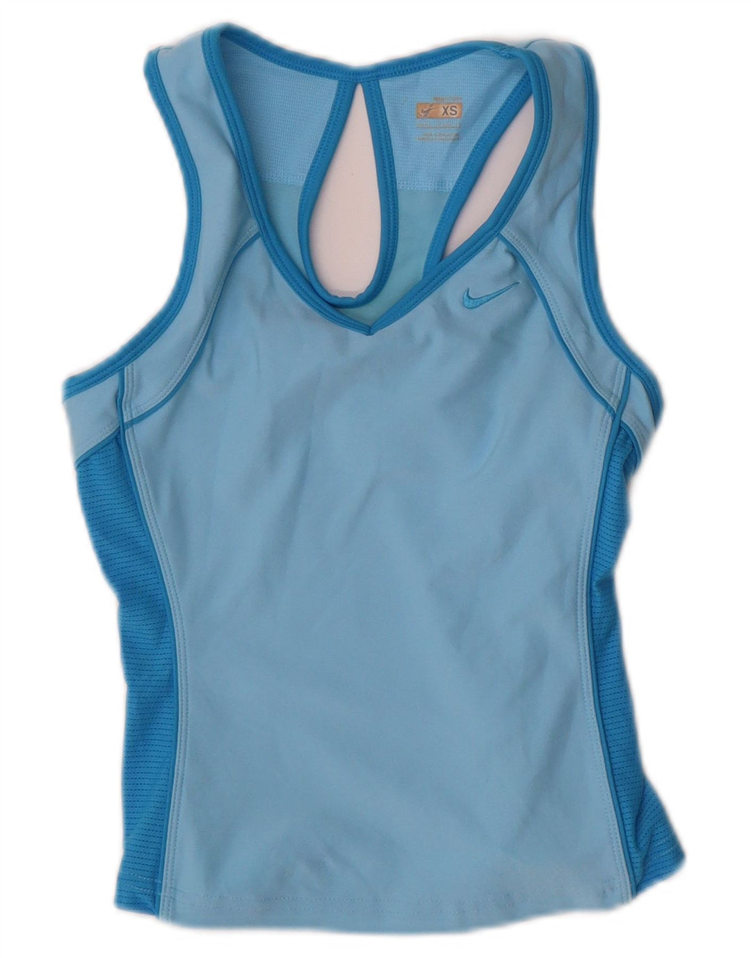 NIKE Womens Crop Vest Top UK 4 XS Blue Polyester