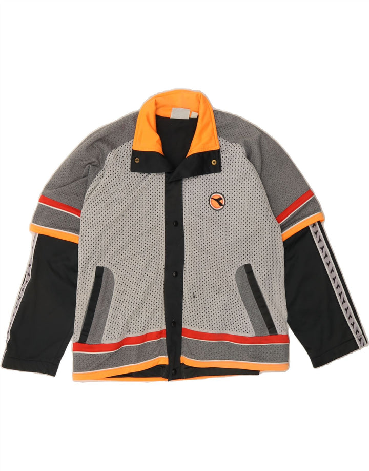 DIADORA Womens Graphic Tracksuit Top Jacket IT 40 Small Grey Colourblock Vintage Diadora and Second-Hand Diadora from Messina Hembry 