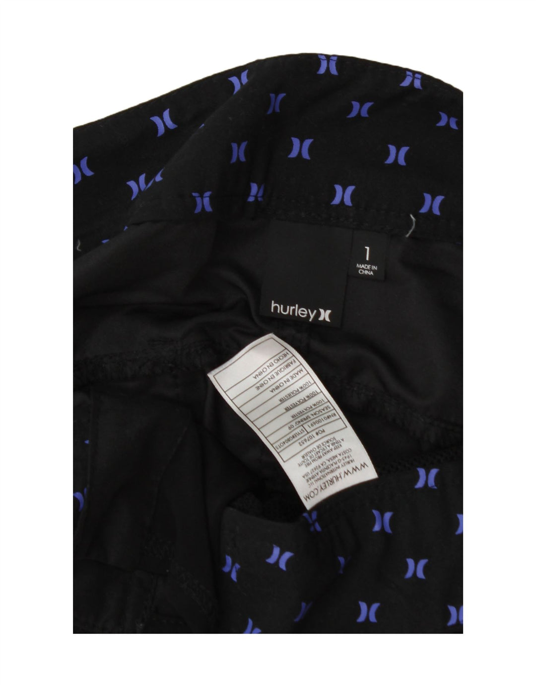 HURLEY Womens Graphic Swimming Shorts US 1 XS Black Polyester Vintage Hurley and Second-Hand Hurley from Messina Hembry 