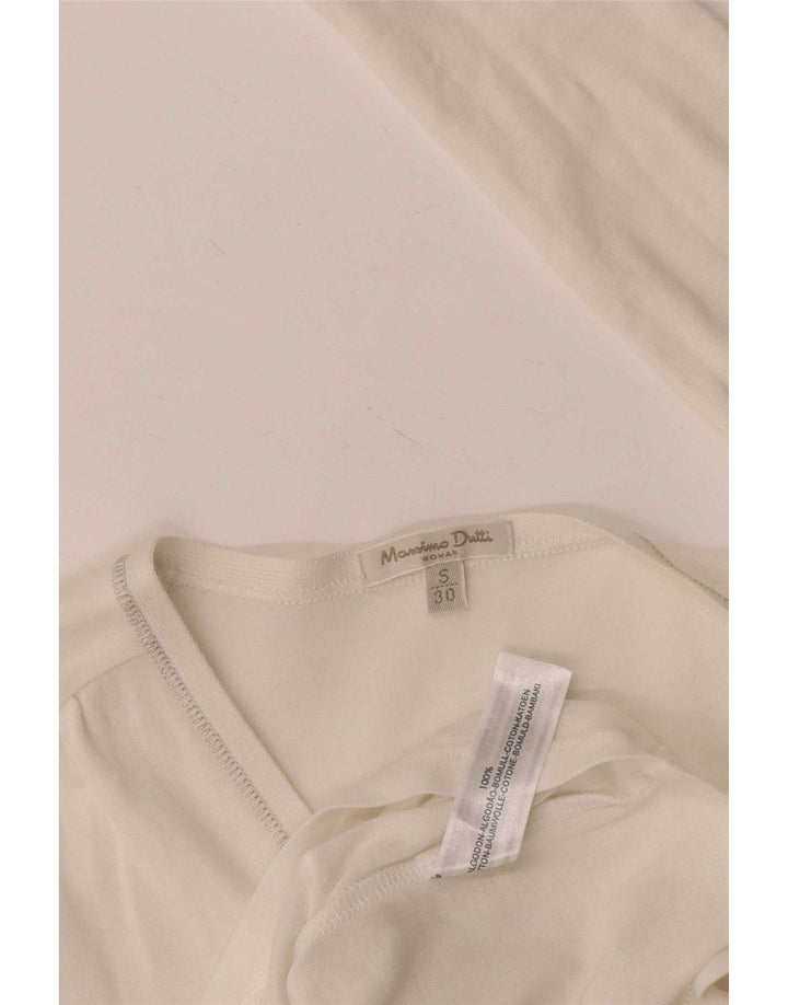 Massimo Dutti Dame Cardigan Top UK 8 Small White Bomuld