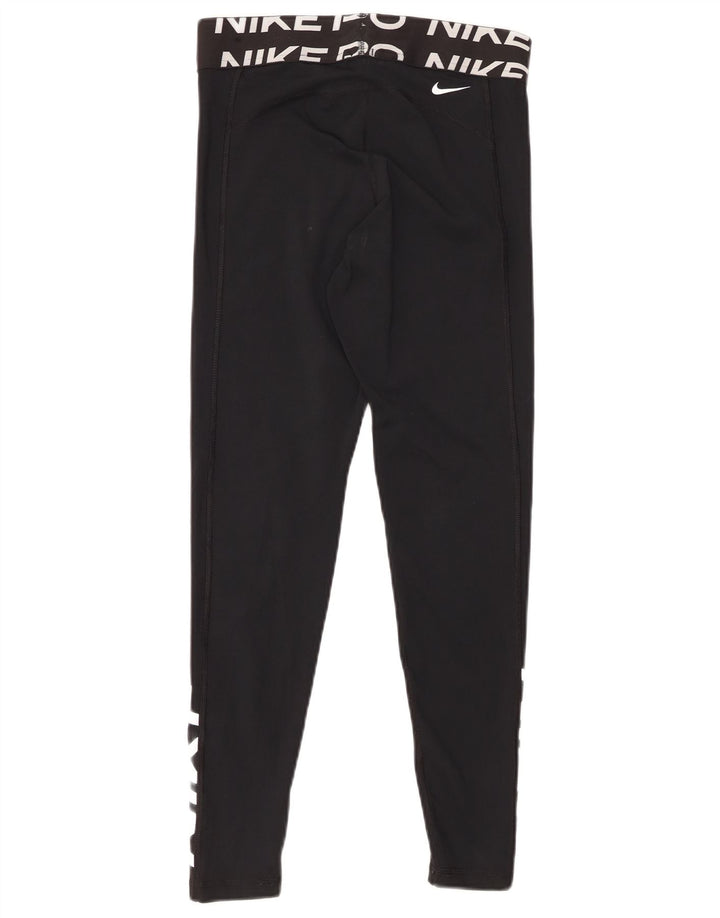NIKE Dri Fit grafiske leggings til kvinder UK 12 Medium Black Polyester
