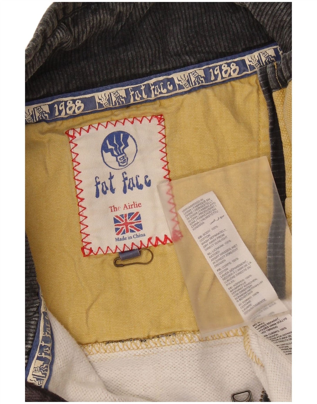 FAT FACE Herre lynlås-sweatshirt Jumper Stor gul Colourblock Bomuld
