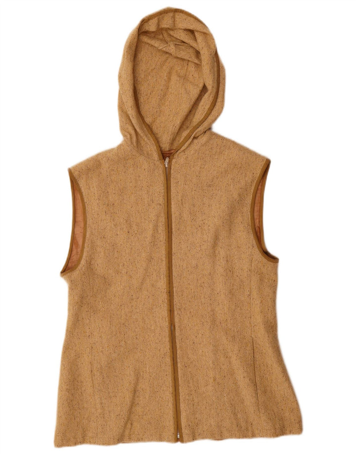Vintage Kvinders Hættetrøje Gilet IT 46 Large Beige Mønstret