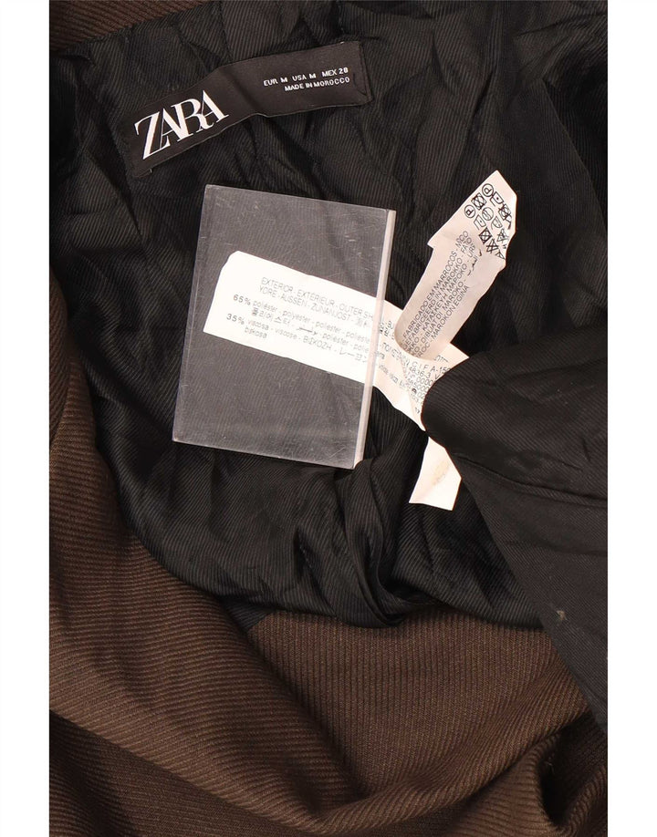Zara Dame Oversized Overfrakke UK 14 Medium Brun Polyester