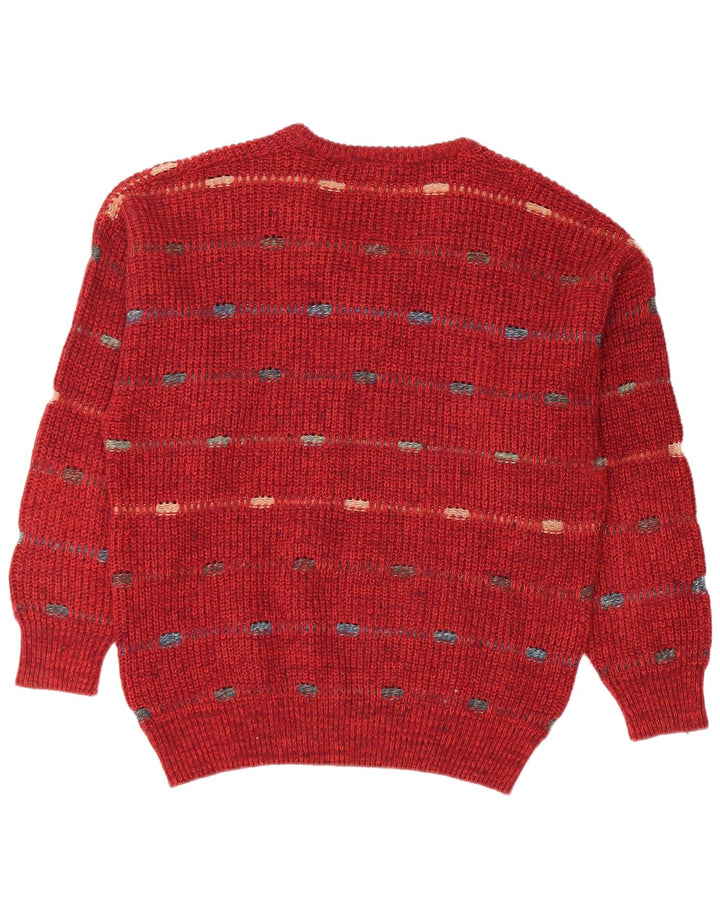 FIUME Herre V-hals sweater IT 52 Stor Bourgogne stribet uld