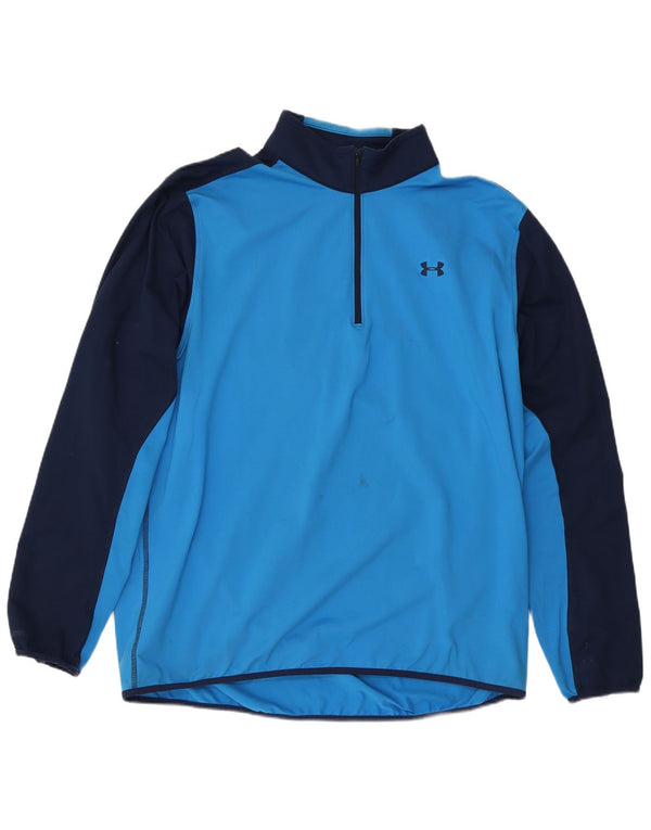 Under Armour Herre Zip Neck Top Langærmet XL Blå Colourblock Sports