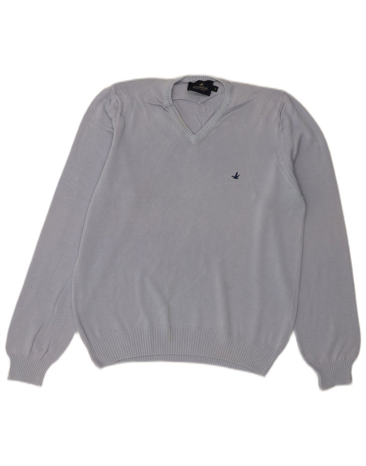 Brooksfield Dame V-hals sweater IT 48 XL Blå Bomuld