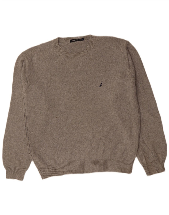 NAUTICA Mens Crew Neck Jumper Sweater XL Grey Cotton
