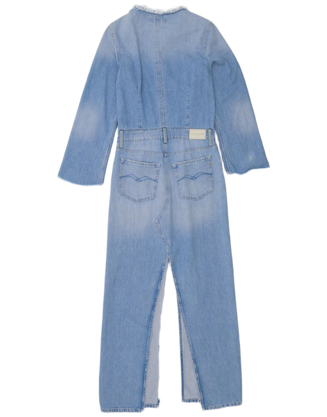 Replay Dame Denim Jumpsuit UK 10 Small Blue Cotton