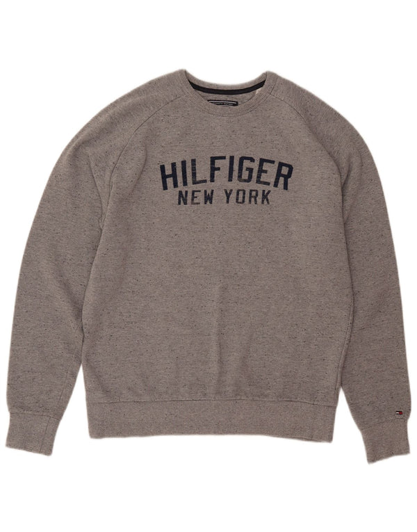 TOMMY HILFIGER Dame Vintage Fit Sweatshirt Jumper UK 16 Large Grå