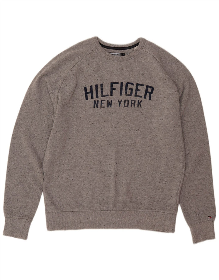 TOMMY HILFIGER Dame Vintage Fit Sweatshirt Jumper UK 16 Large Grå