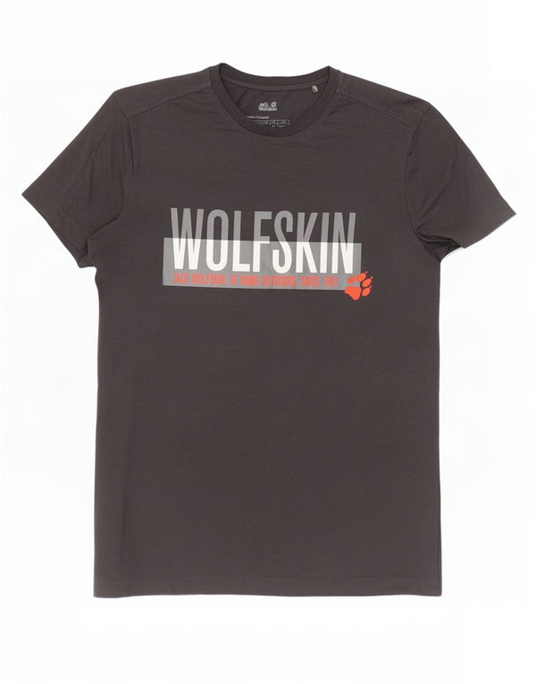 Jack Wolfskin Herre grafisk T-shirt Top UK 34 XS Grå Bomuld