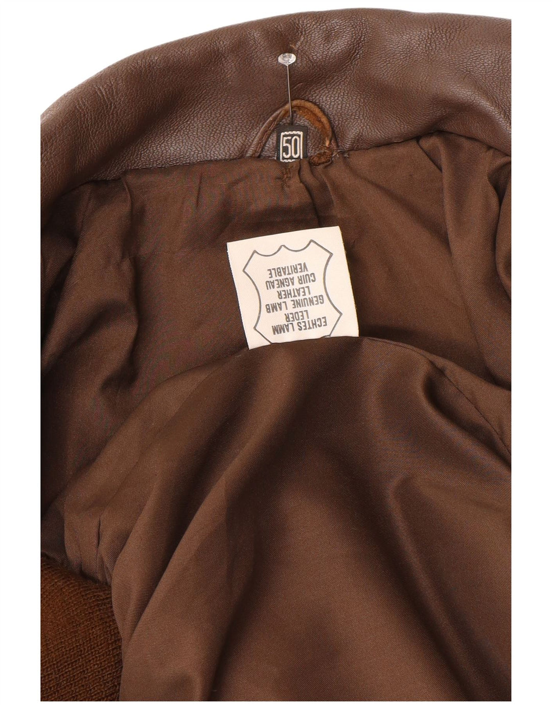 VINTAGE Mens Leather Jacket IT 50 Large Brown Leather