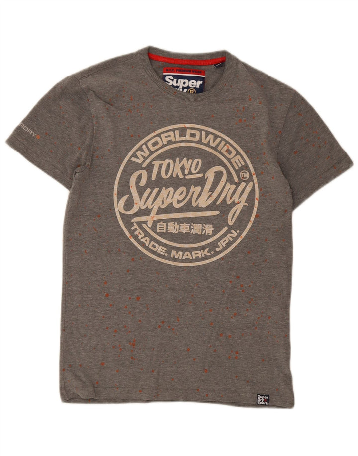 Superdry Grafisk T-shirt top til mænd, lille grå plettet bomuld