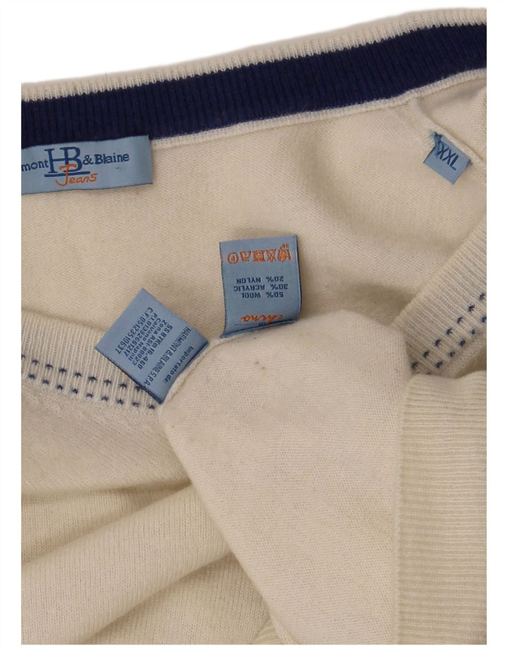 HARMONT & BLAINE Herre V-hals sweater 2XL Hvid Uld