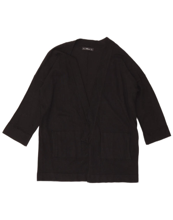 Zara Dame Oversized 3/4 ærmet Åben Cardigan Sweater UK 10 Small Black